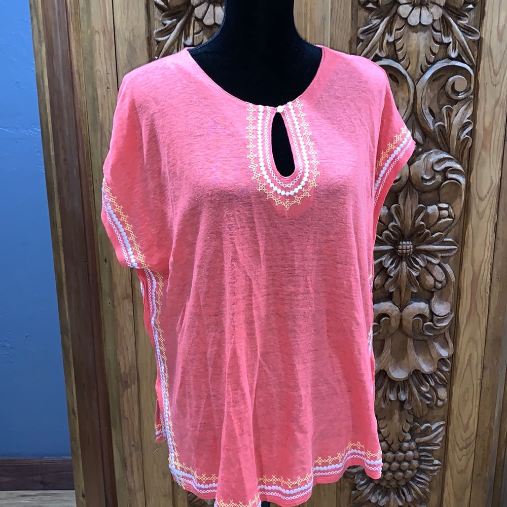 EUC J Jill small petite peach linen top